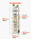 VEVOR 7 Tiers Rotating Shoe Rack Tower with Wheels, Movable 360° Spinning Carousel Display, Lazy Susan Organizer Closet Shelf for Living Room, Entryway, White