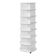 VEVOR 7 Tiers Rotating Shoe Rack Tower with Wheels, Movable 360° Spinning Carousel Display, Lazy Susan Organizer Closet Shelf for Living Room, Entryway, White