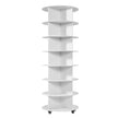 VEVOR 7 Tiers Rotating Shoe Rack Tower with Wheels, Movable 360° Spinning Carousel Display, Lazy Susan Organizer Closet Shelf for Living Room, Entryway, White