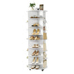 VEVOR 7 Tier Rotating Shoe Rack Tower with Adjustable Shelves, Movable 360° Spinning Carousel Display with Wheels, Lazy Susan Organizer Closet for Bedroom, Living Room, Entryway, Closet, White