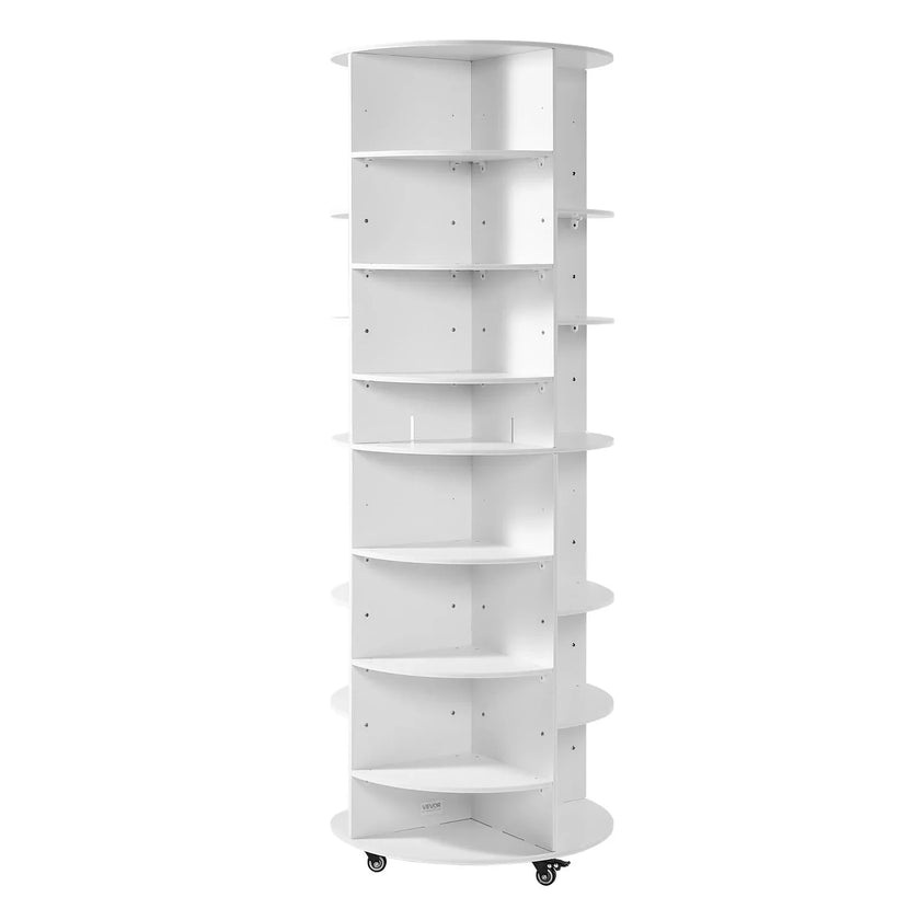 VEVOR 7 Tier Rotating Shoe Rack Tower with Adjustable Shelves, Movable 360° Spinning Carousel Display with Wheels, Lazy Susan Organizer Closet for Bedroom, Living Room, Entryway, Closet, White