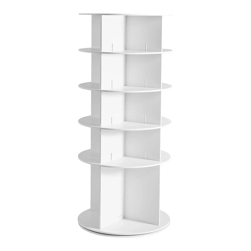 VEVOR 5 Tiers Rotating Shoe Rack Tower, 360° Spinning Shoe Rack, Revolving Storage Round Carousel Display, Freestanding Lazy Susan Organizer Display for Bedroom, Living Room, Entryway, Closet, White