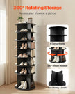 VEVOR 7 Tiers Rotating Shoe Rack Tower, 360° Spinning Shoe Rack, Revolving Storage Round Carousel Display, Freestanding Lazy Susan Organizer Display for Bedroom, Living Room, Entryway, Closet, Black