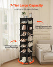 VEVOR 7 Tiers Rotating Shoe Rack Tower, 360° Spinning Shoe Rack, Revolving Storage Round Carousel Display, Freestanding Lazy Susan Organizer Display for Bedroom, Living Room, Entryway, Closet, Black