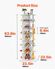 VEVOR 7 Tiers Rotating Shoe Rack Tower, 360° Spinning Shoe Rack, Revolving Storage Round Carousel Display, Freestanding Lazy Susan Organizer Display for Bedroom, Living Room, Entryway, Closet, White