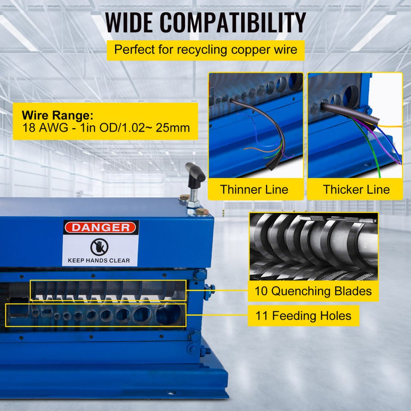 VEVOR Wire Stripping Machine Copper Cable Stripper 11 Channel 18 AWG - 1
