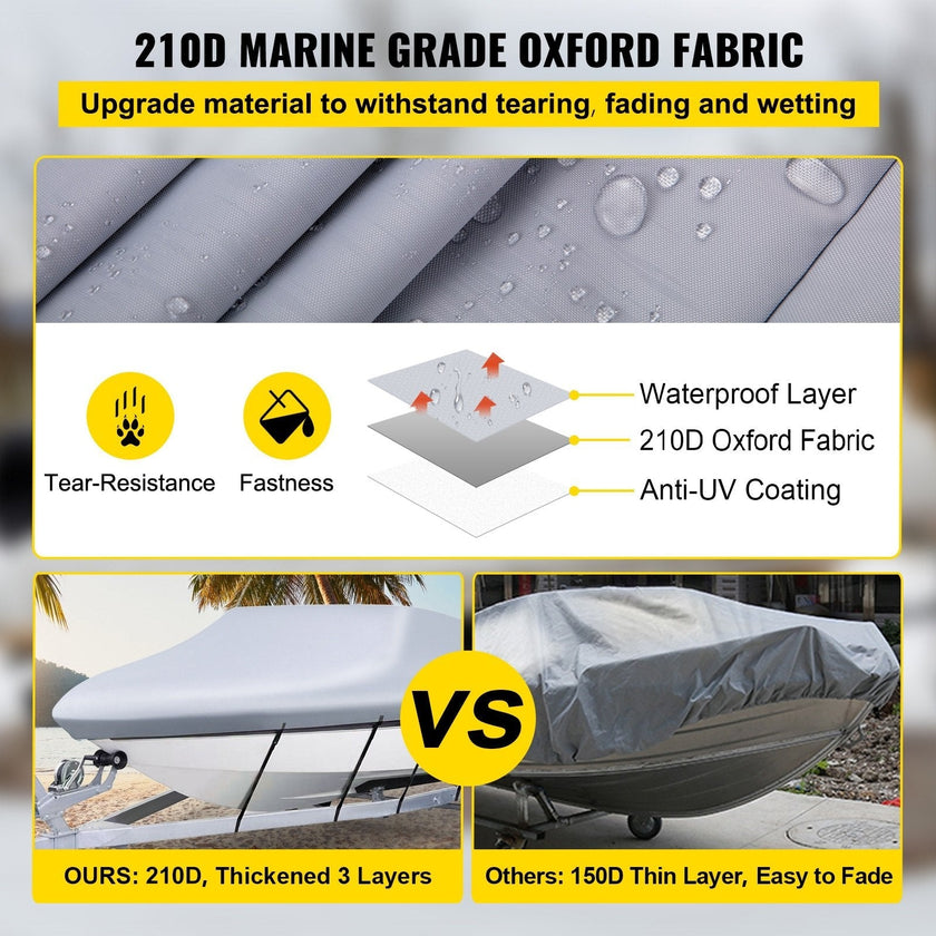 VEVOR Waterproof Boat Cover, 17'-19' Trailerable Boat Cover, Beam Width up to 102