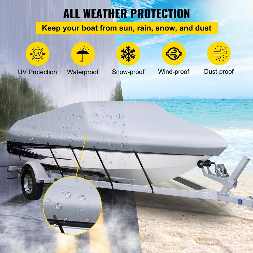 VEVOR Waterproof Boat Cover, 20'-22' Trailerable Boat Cover, Beam Width up to 106