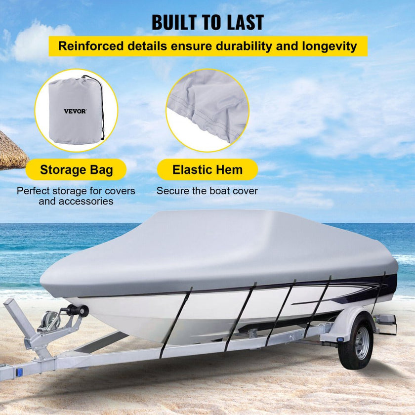 VEVOR Waterproof Boat Cover, 25'-28' Trailerable Boat Cover, Beam Width up to 118