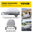 VEVOR Waterproof Boat Cover, 25'-28' Trailerable Boat Cover, Beam Width up to 118