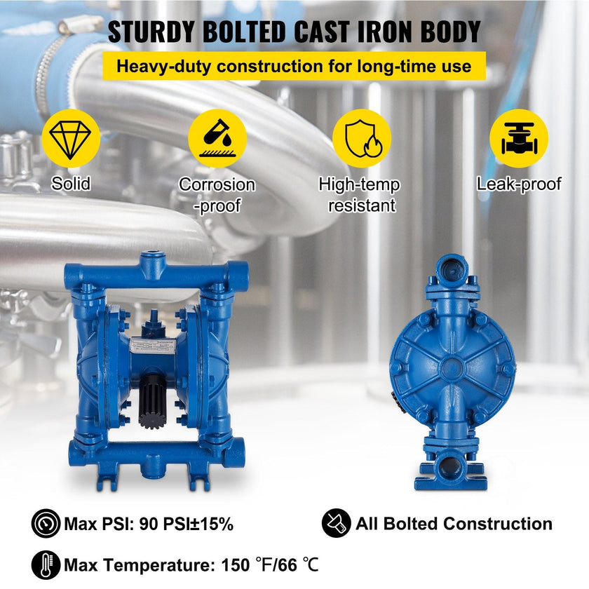 VEVOR Air-Operated Double Diaphragm Pump, 1/2