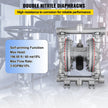 VEVOR Air-Operated Double Diaphragm Pump, 12 GPM, Max 115 PSI With 1/2