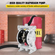 VEVOR Air-Operated Double Diaphragm Pump 1/2 Inch Inlet Outlet Polypropylene 13 GPM Max 100PSI,Nitrile Corrosion-Proof Diaphragm Air Pump for Chemical Industrial Use,QBY-15PP