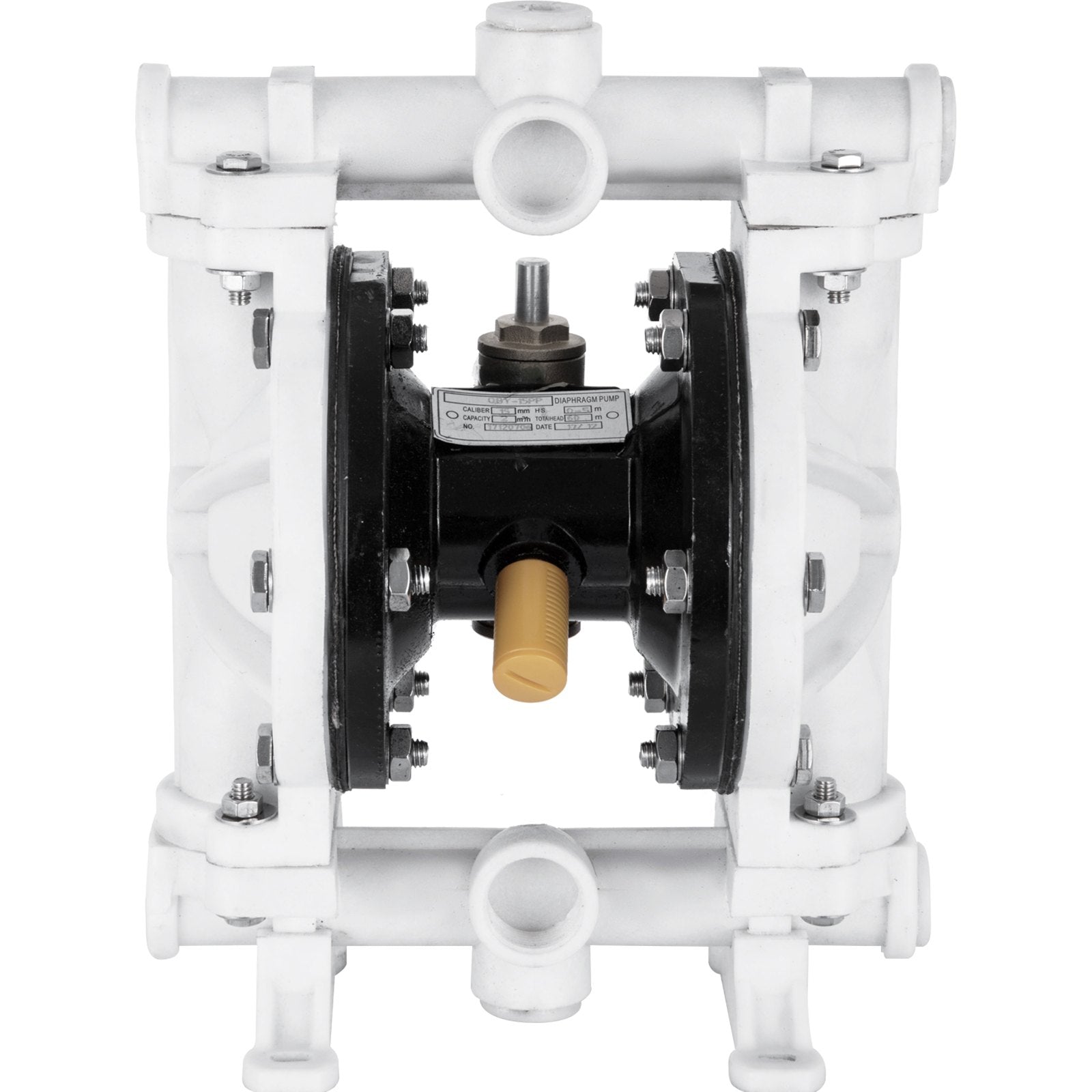 VEVOR Air-Operated Double Diaphragm Pump 1/2 Inch Inlet Outlet Polypropylene 13 GPM Max 100PSI,Nitrile Corrosion-Proof Diaphragm Air Pump for Chemical Industrial Use,QBY-15PP