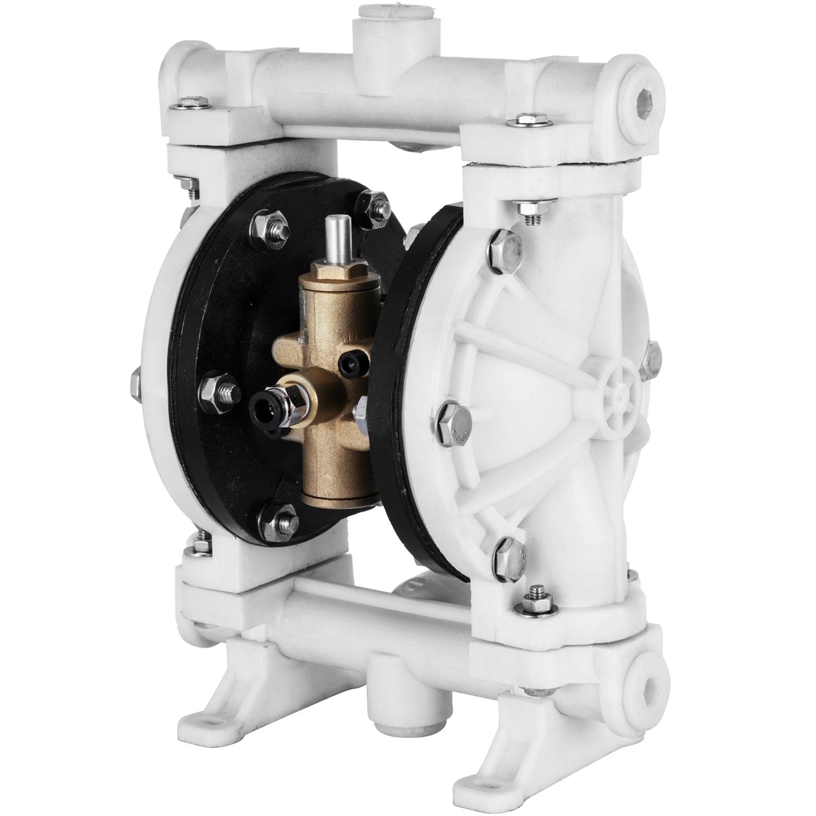 VEVOR Air-Operated Double Diaphragm Pump 1/2 Inch Inlet Outlet Polypropylene 13 GPM Max 100PSI,Nitrile Corrosion-Proof Diaphragm Air Pump for Chemical Industrial Use,QBY-15PP