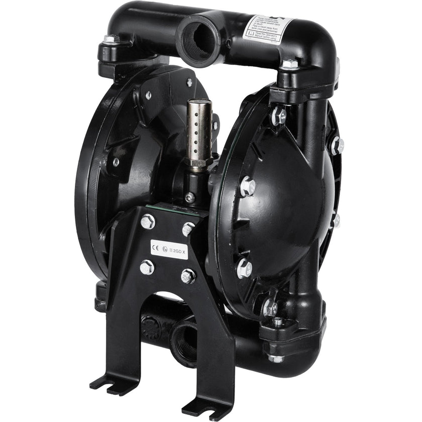 VEVOR Air-Operated Double Diaphragm Pump 1 inch Inlet Outlet Aluminum 35 GPM Max 120PSI for Chemical Industrial Use(QBY4-25L-1inch-35)