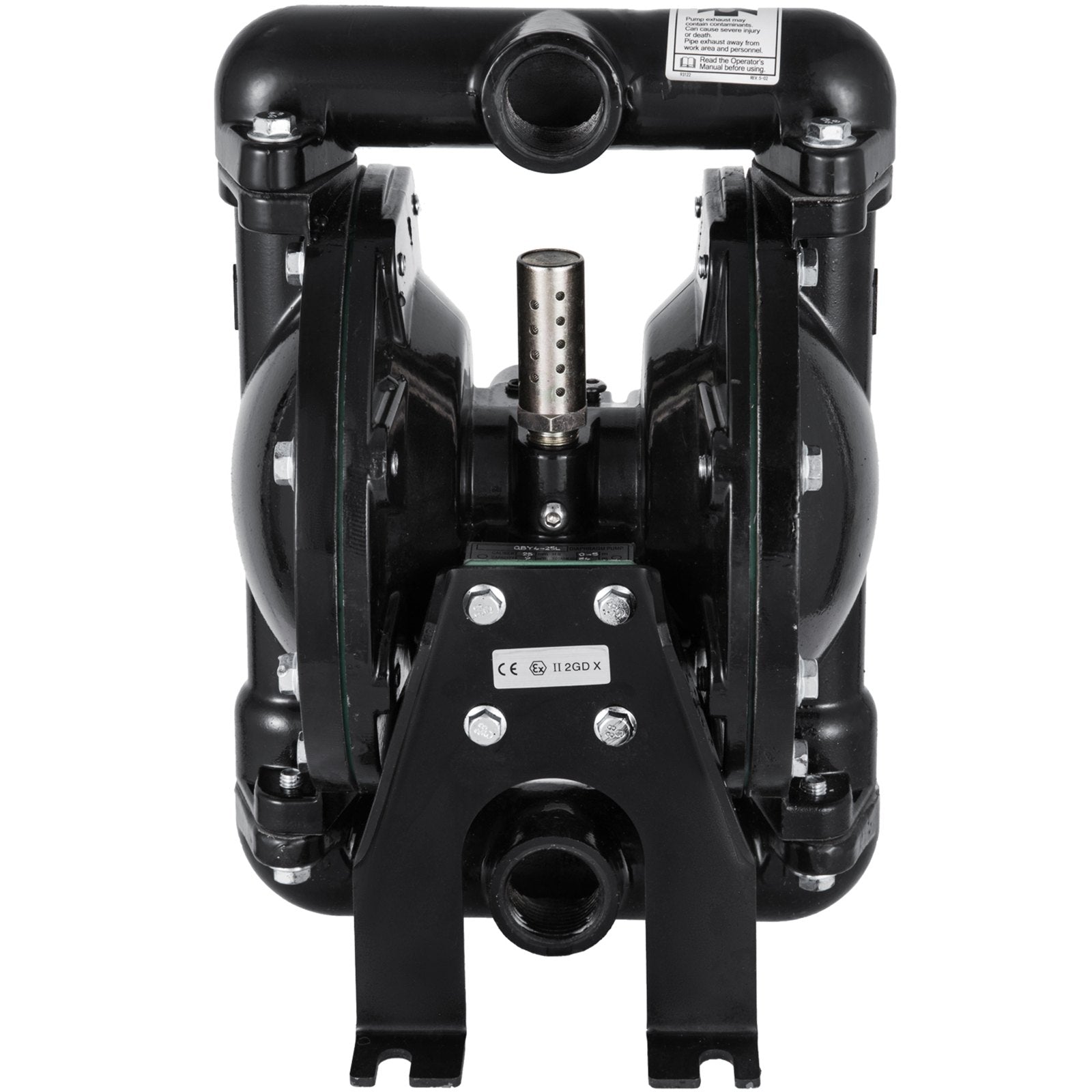 VEVOR Air-Operated Double Diaphragm Pump 1 inch Inlet Outlet Aluminum 35 GPM Max 120PSI for Chemical Industrial Use(QBY4-25L-1inch-35)