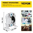 VEVOR Air-Operated Double Diaphragm Pump Chemical Industrial 1 Inch Inlet And Outlet