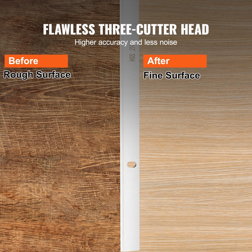 VEVOR Planer Blades Knives, 13-inch Thickness Planer Knives, 2 mm Thickened High Speed Steel Replacement HRC55-60 Hardness, Convenient Mounting Holes for Carpentry, Home DIY, Industries, Set of 3