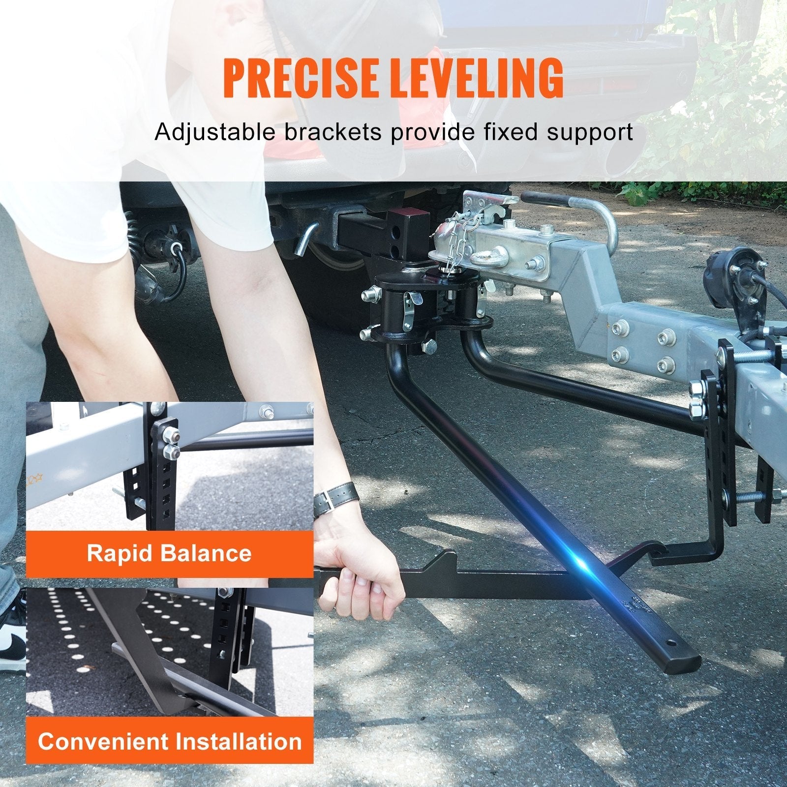 VEVOR Weight Distribution Hitch, 1,000 lbs Weight Distributing Hitches Kit with Sway Control for Trailer, 2-In Solid Steel Shank, 2-5/16 in Alloy Steel Ball, Powder Coated Load Leveling Hitch, Black