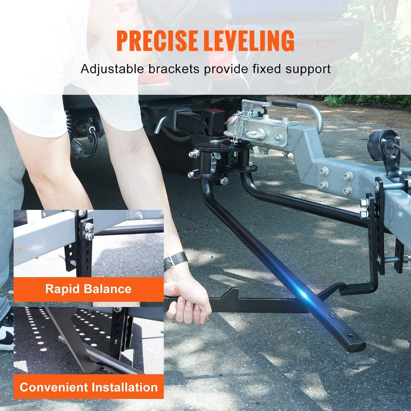 VEVOR Weight Distribution Hitch, 1,000 lbs Weight Distributing Hitches Kit with Sway Control for Trailer, 2-In Solid Steel Shank, 2-5/16 in Alloy Steel Ball, Powder Coated Load Leveling Hitch, Black