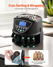 VEVOR USD Coin Sorter with Screen Display Holds up to 2000 Coins 5 Coin Tubes