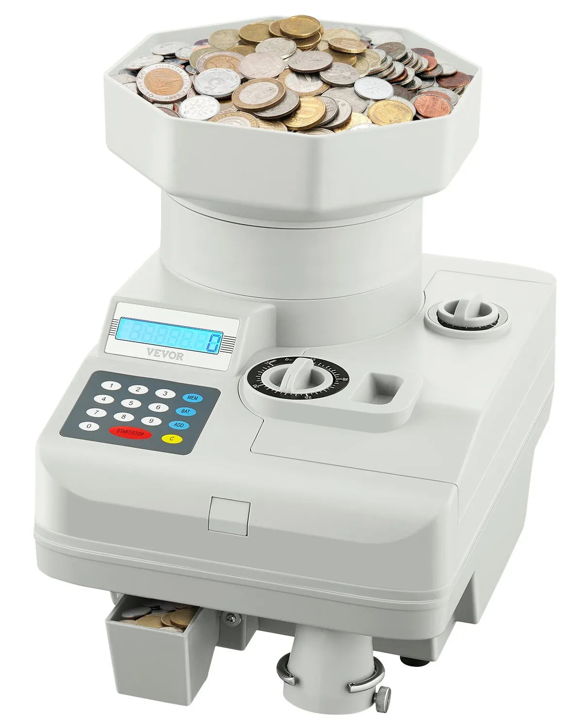 VEVOR Coin Counter Professional Coin Sorter LED Display Holds up to 11000 Coins