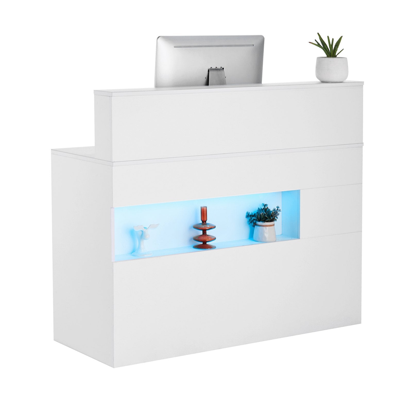 VEVOR Reception Desk Rectangular Front Counter Table 47.24 in White Office Table
