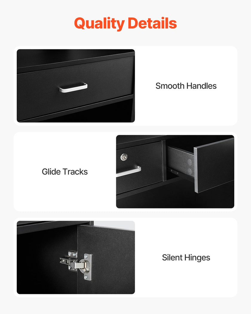 VEVOR Reception Desk Rectangular Front Counter Table 47.24 in Black Office Table