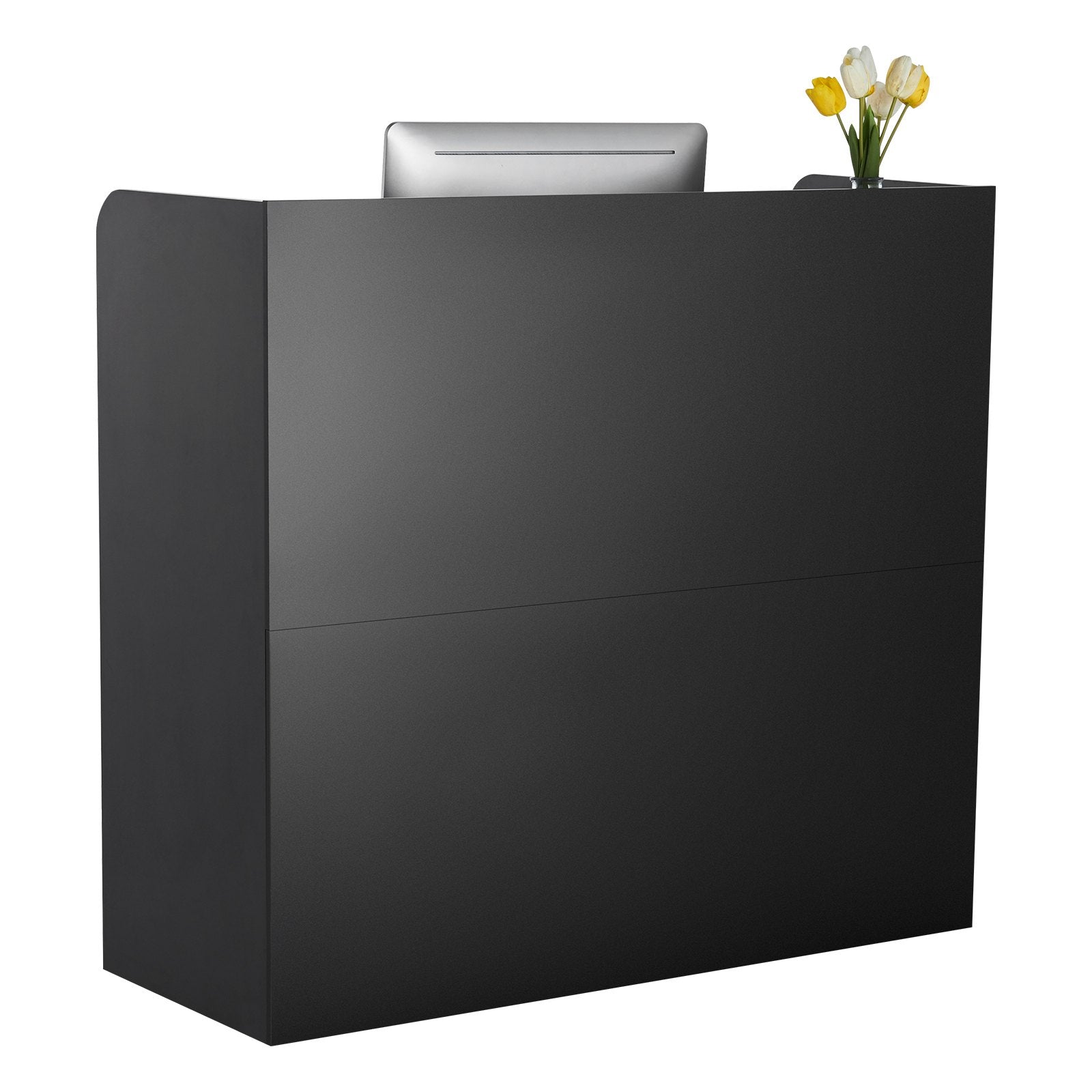 VEVOR Reception Desk Rectangular Front Counter Table 47.24 in Black Office Table