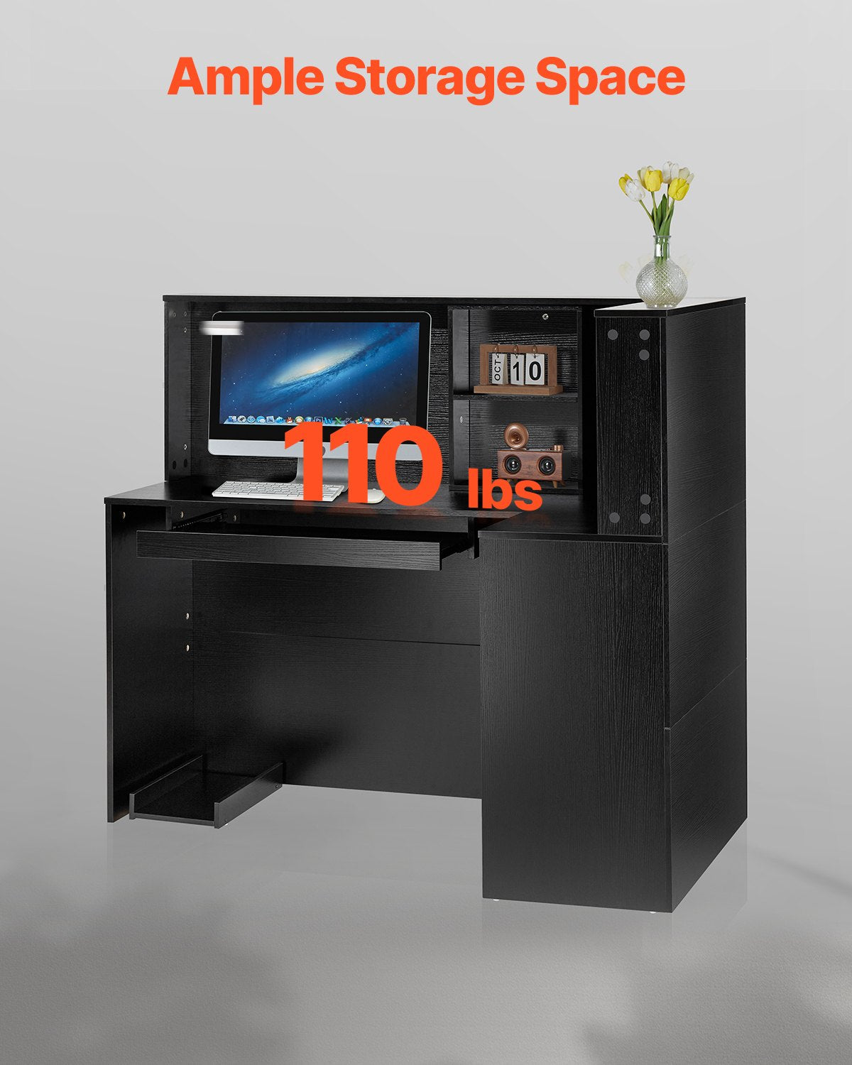 VEVOR Reception Desk L-Shaped Front Counter Table 55.12 in Black Office Table