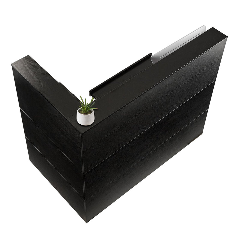 VEVOR Reception Desk L-Shaped Front Counter Table 55.12 in Black Office Table
