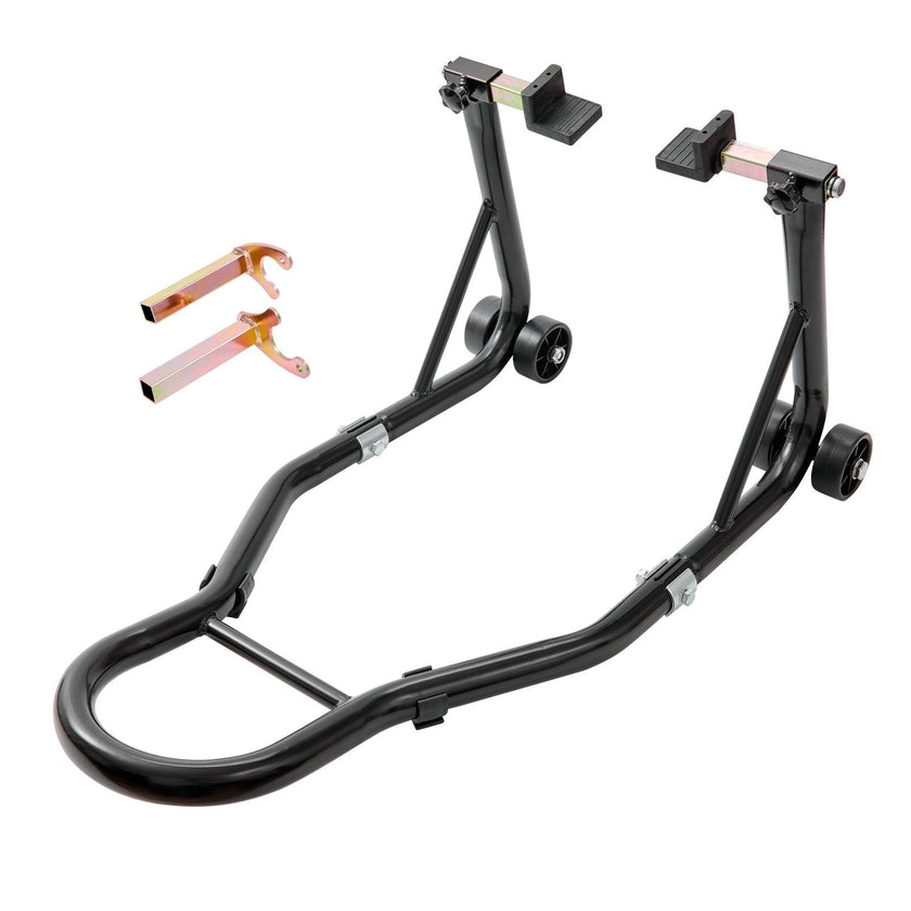 VEVOR Motorcycle Rear Wheel Stand, with U + L Fork Swingarm Spool, 850 lbs Capacity Heavy Duty Rear Wheel Stand Motorcycle Lift Jack Stand, for Suzuki Yamaha Honda Kawasaki, Black