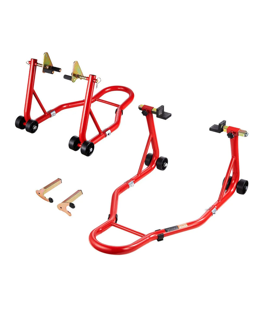 VEVOR Motorcycle Front & Rear Stand Lift 850lb Spoolift Paddock Swingarm Arm Red