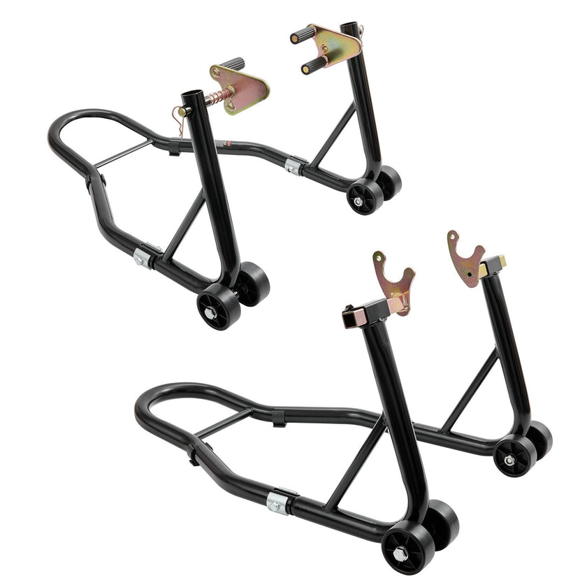 VEVOR Motorcycle Stand Lift, 850lbs Front Rear Combo Stand Lift Stand, Front and Rear Wheel Fork Stand, U+L Fork Swingarm Spool, Compatible with Most Yamaha Honda Kawasaki Suzuki Motorcycles, Black