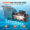 VEVOR 2 HP Pool Pump Motor, 56Y Frame, 230V (7.8 Amps) 3450 RPM, 60Hz, 1.3 Service Factor, 50?F/250V Capacitor, CCW Rotation Square Flange Replacement Motor