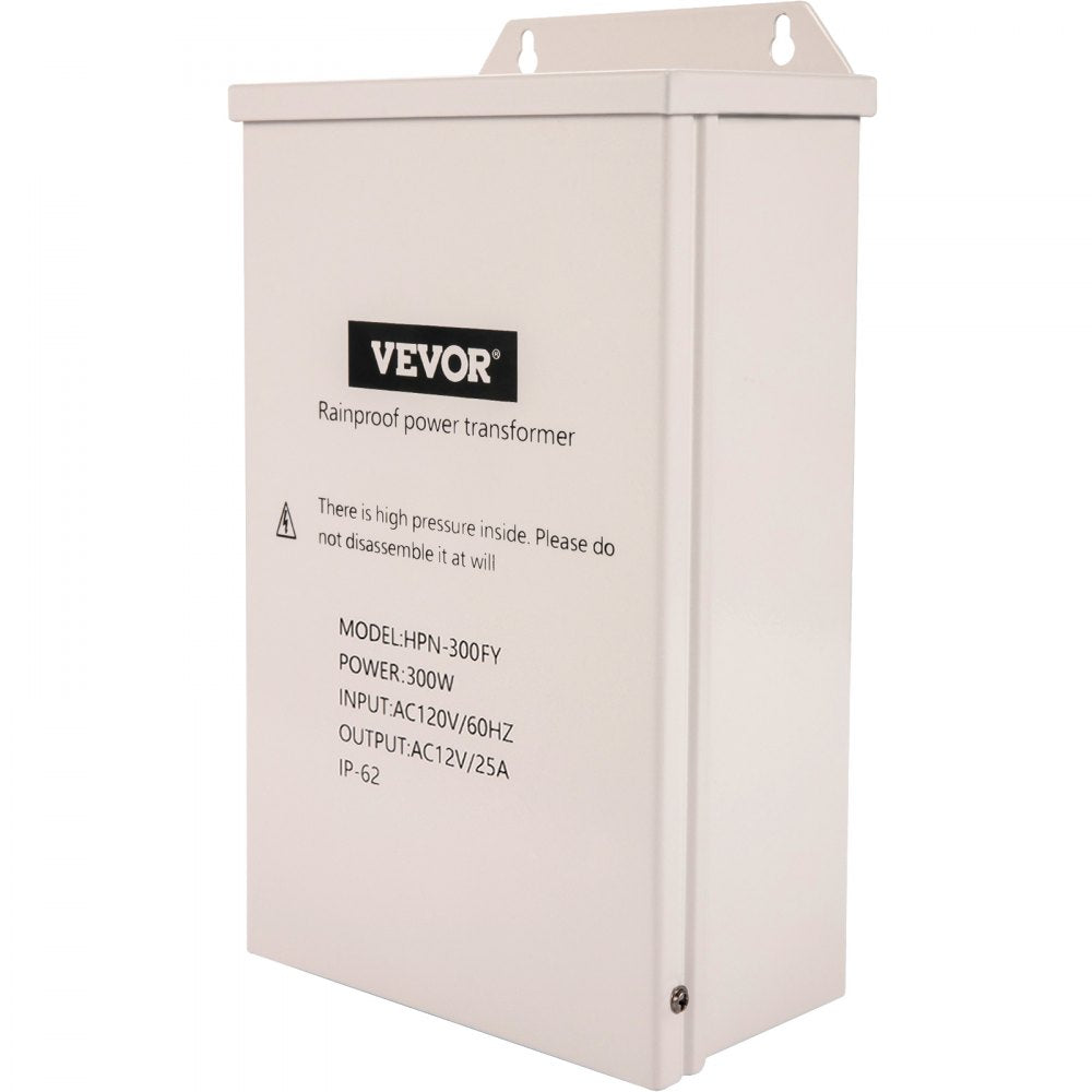 VEVOR Pool Light Transformer, 300 Watt Outdoor Landscape Lighting Transformer, 12V AC Pool Light Transformer, Pool/Spa/Landscape Lighting, Spotlight, Pathway Light, LED Compatible, Weatherproof