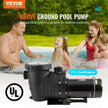 VEVOR Above Ground Pool Pump, 1.5 HP, 100 GPM Single Speed Swimming Pool Pump, 110V/240V 3450 RPM 50.9 ft Max Head Pool Pump with Filter Basket, for Above Ground Pools Hot Tubs Spas