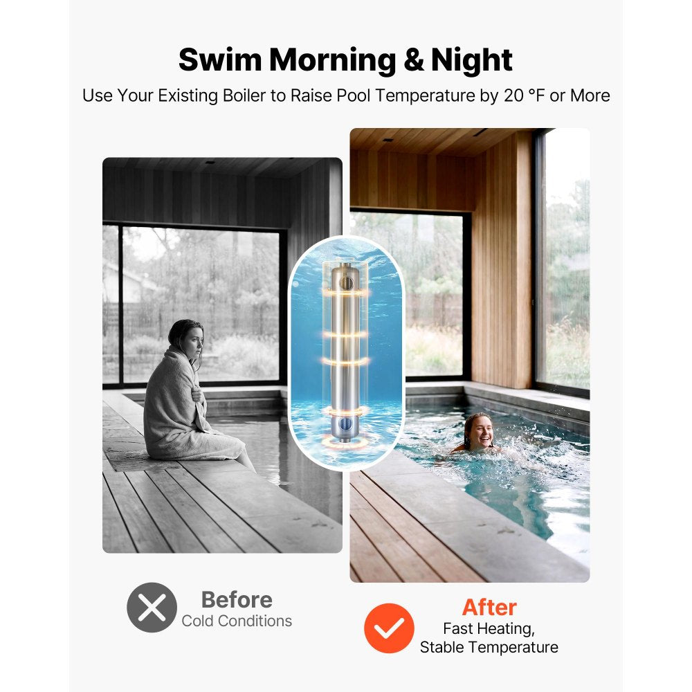 360K BTU Pool Heat Exchanger – 316L Stainless Steel Water-to-Water Heating System