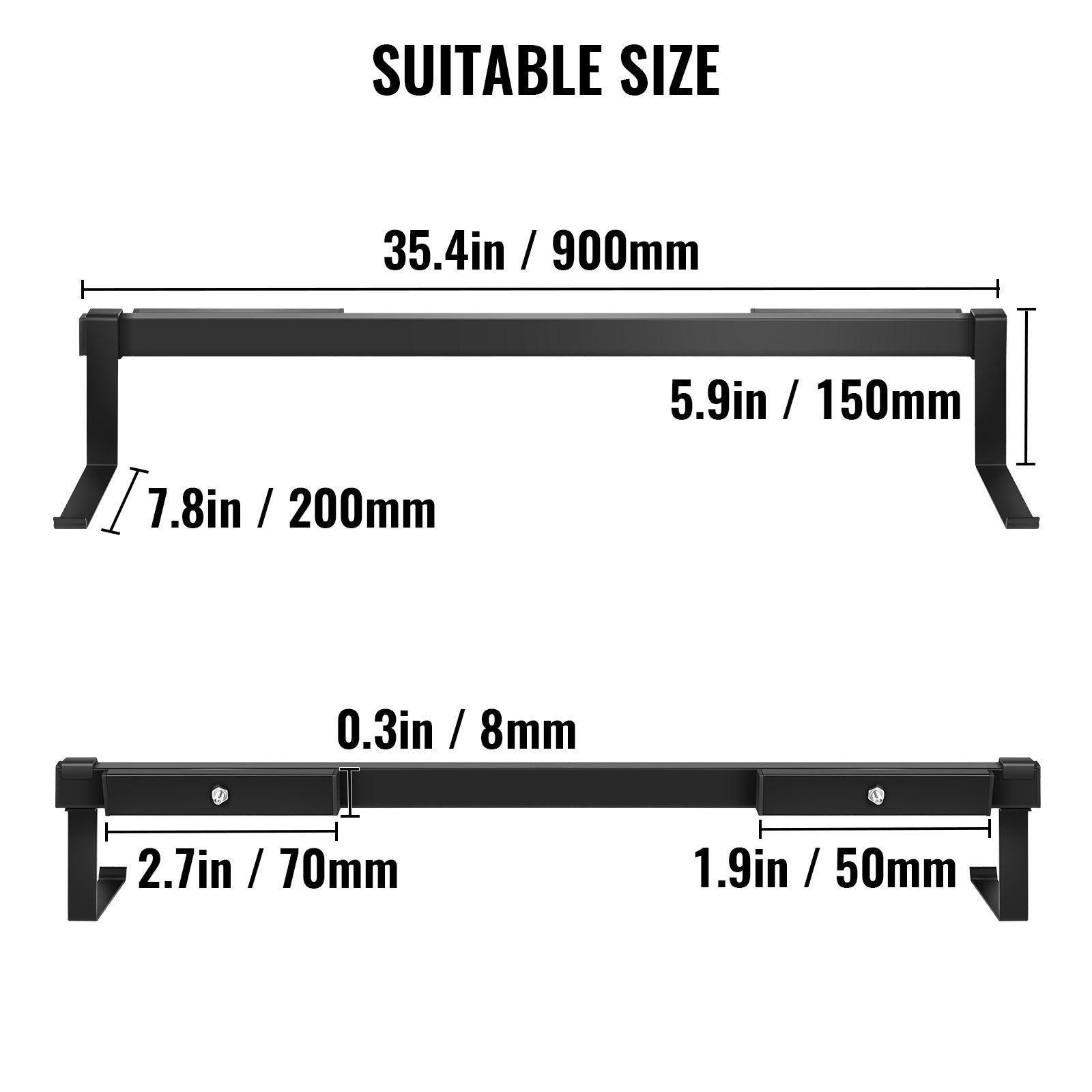 VEVOR Window Box Brackets 88lbs Planter Box Brackets 35.4 x 7.8 x 5.9 in Black Planter Mounting Bracket Iron Material Black Window Box Hanger Bracket for Flower Box Durable Window Box Holder