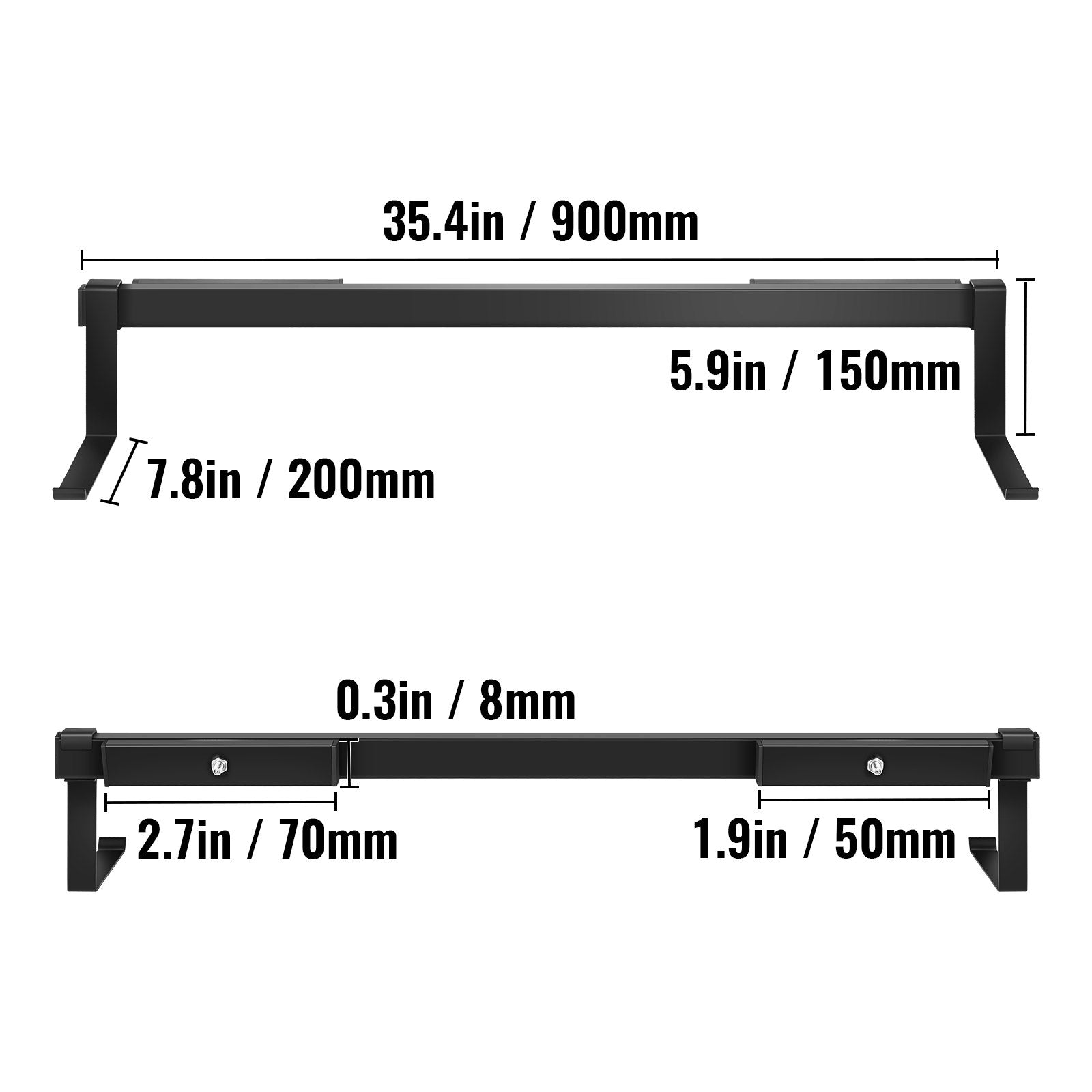 VEVOR Window Box Brackets 88lbs Planter Box Brackets 35.4 x 7.8 x 5.9 in Black Planter Mounting Bracket Iron Material Black Window Box Hanger Bracket for Flower Box Durable Window Box Holder
