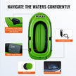 VEVOR Inflatable Boat, 2-Person Inflatable Fishing Boat, Strong PVC Portable Boat Raft Kayak, Includes 45.6 in Aluminum Oars, High-Output Pump and Fishing Rod Holders, 500 lb Capacity for Adults, Kids