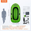 VEVOR Inflatable Boat, 2-Person Inflatable Fishing Boat, Strong PVC Portable Boat Raft Kayak, Includes 45.6 in Aluminum Oars, High-Output Pump and Fishing Rod Holders, 500 lb Capacity for Adults, Kids
