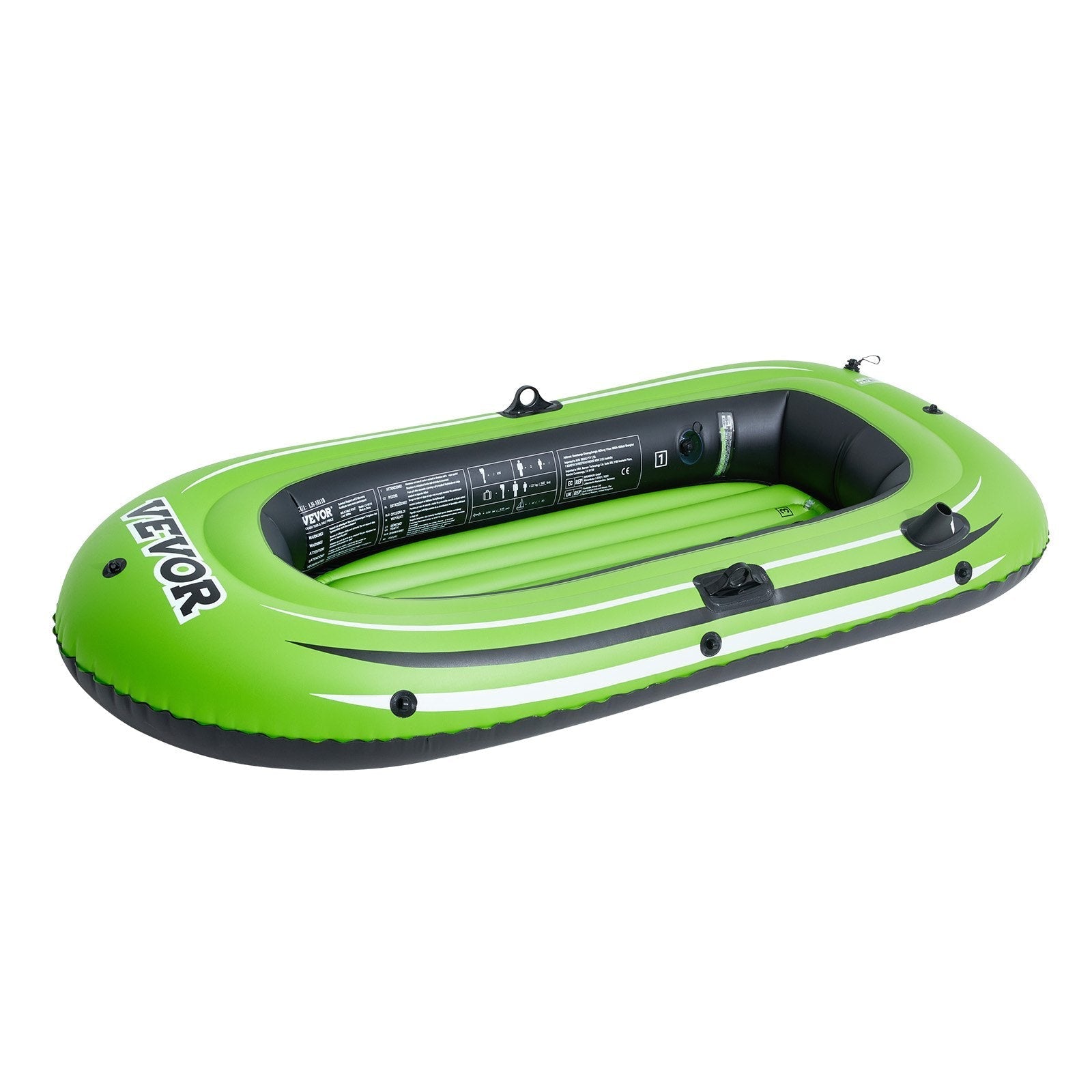 VEVOR Inflatable Boat, 2-Person Inflatable Fishing Boat, Strong PVC Portable Boat Raft Kayak, Includes 45.6 in Aluminum Oars, High-Output Pump and Fishing Rod Holders, 500 lb Capacity for Adults, Kids