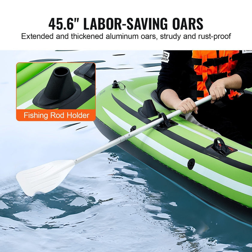 VEVOR Inflatable Boat, 3-Person Inflatable Fishing Boat, Strong PVC Portable Boat Raft Kayak, 45.6