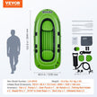 VEVOR Inflatable Boat, 3-Person Inflatable Fishing Boat, Strong PVC Portable Boat Raft Kayak, 45.6
