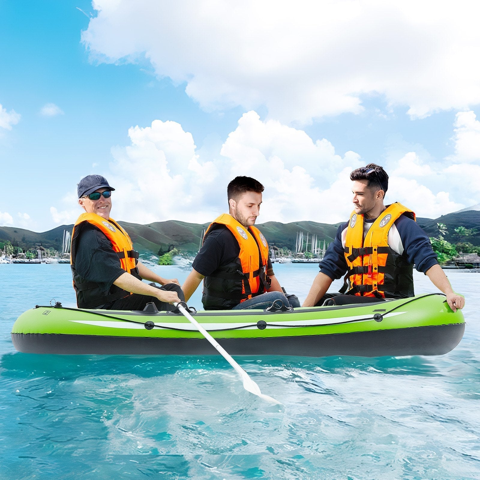 VEVOR Inflatable Boat, 3-Person Inflatable Fishing Boat, Strong PVC Portable Boat Raft Kayak, 45.6