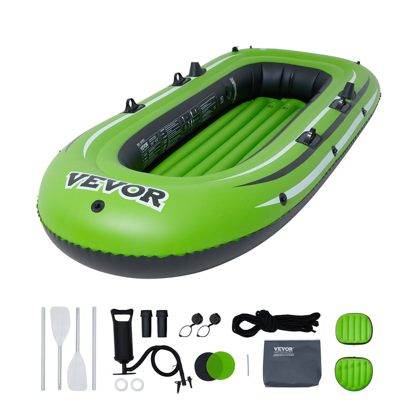 VEVOR Inflatable Boat, 3-Person Inflatable Fishing Boat, Strong PVC Portable Boat Raft Kayak, 45.6