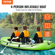 VEVOR Inflatable Boat, 4-Person Inflatable Fishing Boat, Strong PVC Portable Boat Raft Kayak, 45.6