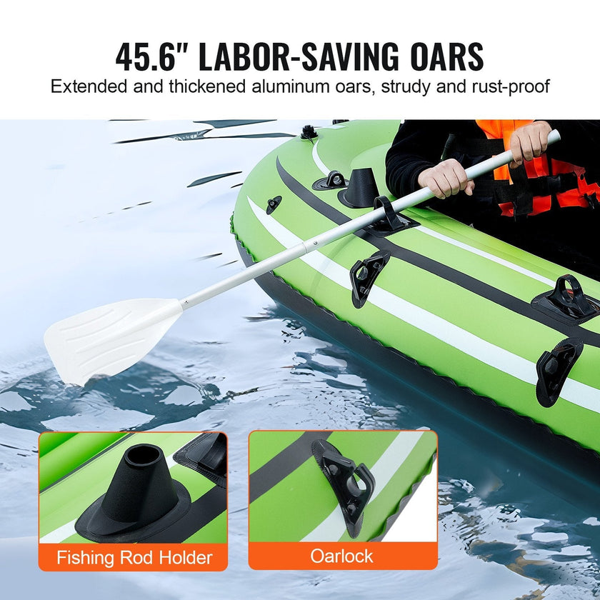 VEVOR Inflatable Boat, 4-Person Inflatable Fishing Boat, Strong PVC Portable Boat Raft Kayak, 45.6